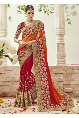 Red Georgette Embroidered Bridal Saree 1103