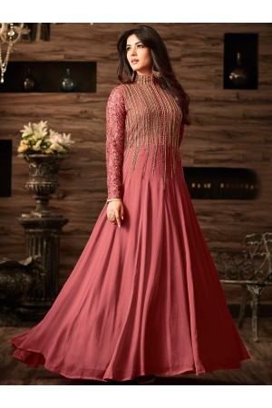 Sonal chauhan onion pink color net anarkali 4806