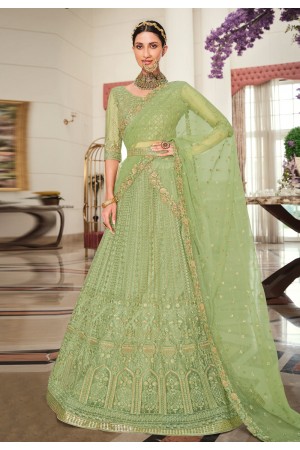 Light green net embroidered a line lehenga choli 5187