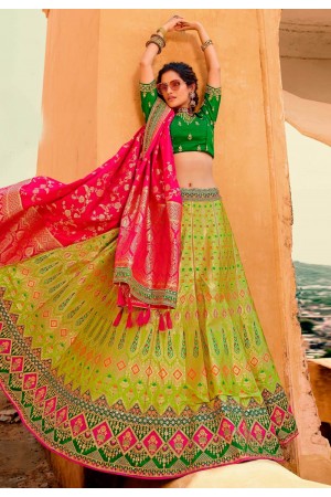 Light green silk embroidered lehenga choli 133211