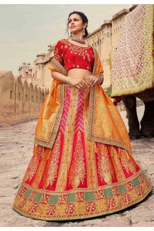 Pink silk embroidered lehenga choli 133210