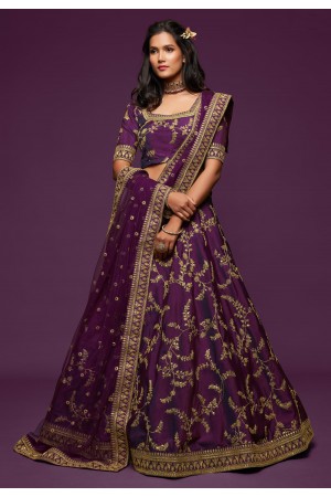 Purple art silk embroidered lehenga choli 7803