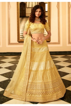 Yellow organza gota work lehenga choli 7205