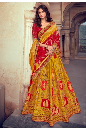 Yellow silk embroidered lehenga choli 4911