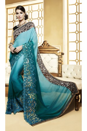 Party-wear-green-color-saree