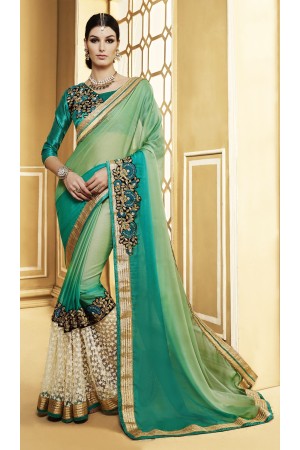 Party-wear-light-green-color-saree