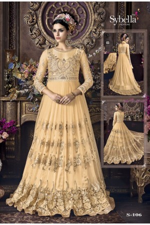 Peach color net wedding anarkali 106