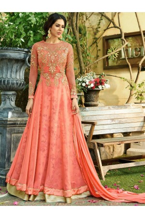 Peach georgette wedding anarkali z506