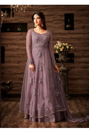 Sonal chauhan lavender color netted wedding anarkali 4807