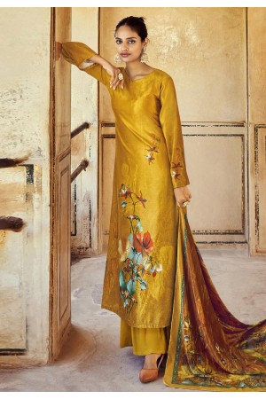 Velvet palazzo suit in Mustard colour 155394
