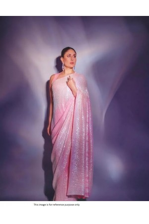 Bollywood kareena Kapoor inspired georgette sequins saree in Pink