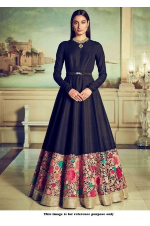 Bollywood Sabyasachi Inspired Black banglori silk Wedding Gown