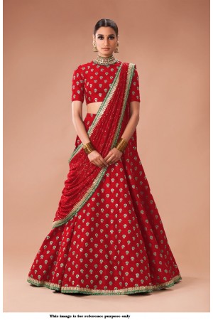 Bollywood Sabyasachi Inspired Red art silk Wedding Lehenga