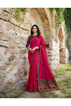 Bollywood Prachi Desai Rani color silk designer party wear saree