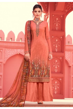 Peach crepe kameez with palazzo 7526