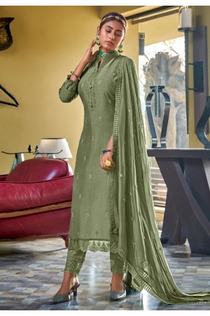 Sea green viscose pant style suit 2175