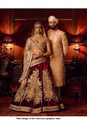 Bollywood Sabyasachi Mukherjee Inspired velvet Maroon lehenga