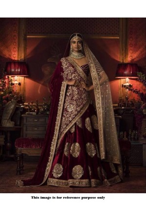 Bollywood Sabyasachi Mukherjee Inspired velvet Maroon lehenga