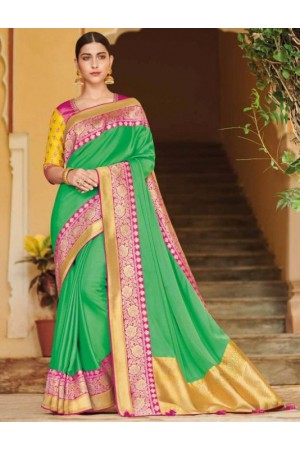 Green banarasi weaving silk Indian wedding saree 1008