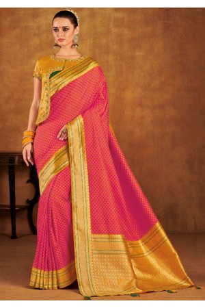 Pink color silk Indian wedding saree 939