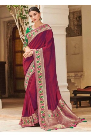 Purple banarasi weaving silk Indian wedding saree 1013