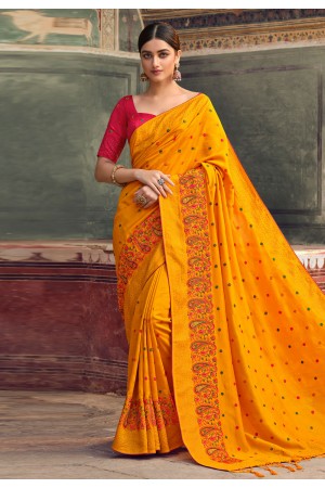 Chiffon Saree with blouse in Orange colour 4112