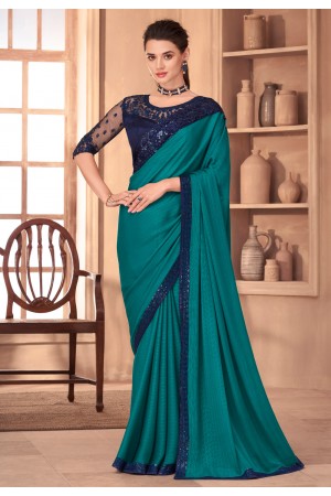 Silk Saree with blouse in Sea green colour 1104