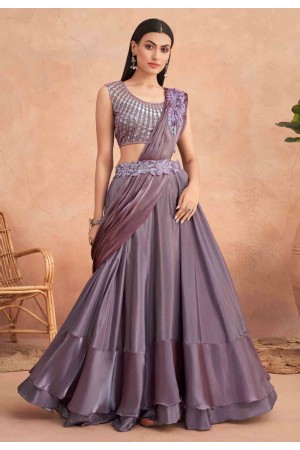 Silk designer lehenga Saree in Lavender colour 7310