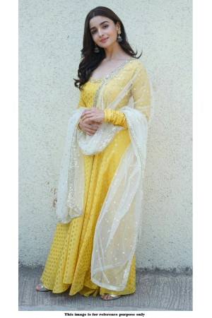 Bollywood Alia Bhatt Yellow Nylone gown