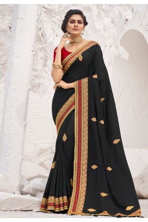 Black satin festival wear saree 2616