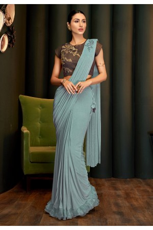 Grey lycra festival wear saree 5808B