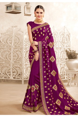 Magenta silk festival wear saree 2823