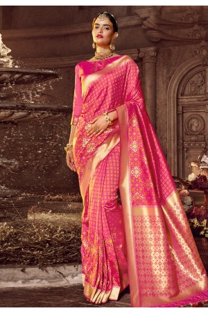 Pink banarasi silk festival wear saree 96669