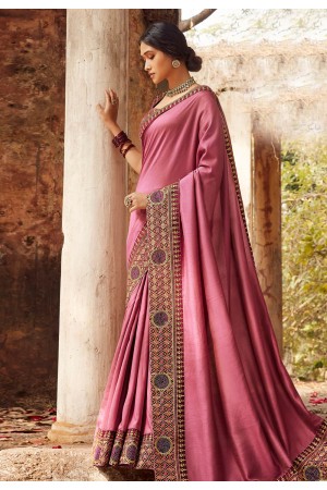 Pink silk party wear saree 94264