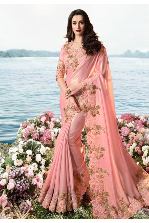 Pink viscose party wear saree 6201