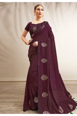 Purple chanderi silk festival wear saree 94799