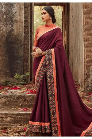 Purple silk festival wear saree 94262