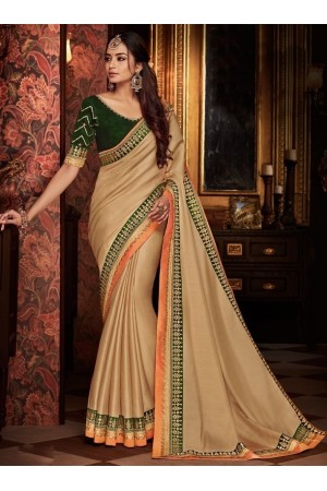 beige saree with silk blouse 1704