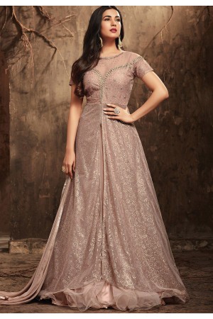 Sonal Chauhan Grey Color net party wear anarkali kameez