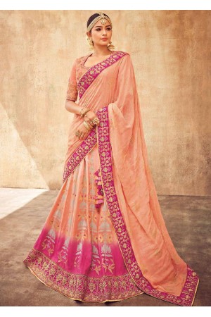 Pastel pink silk Indian wedding lehenga