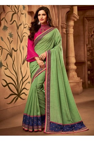 mint green designer silk saree 2309