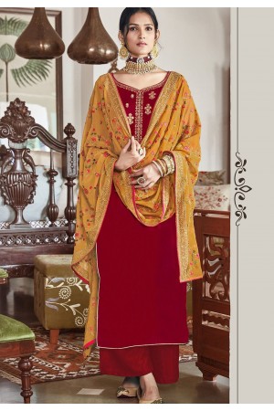 red velvet embroidered palazzo suit 9102