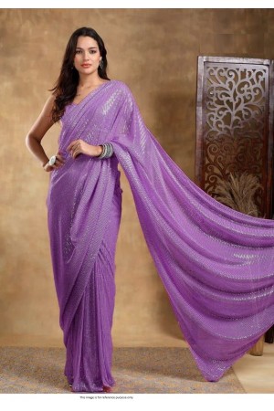 Bollywood Model georgette sequins party wear saree in Lavender