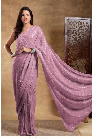 Bollywood Model georgette sequins party wear saree in Onion Pink