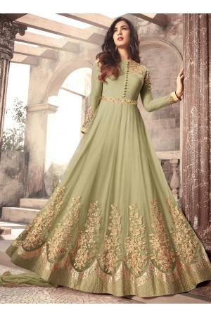 Sonal Chauhan Olive green color net wedding anarkali