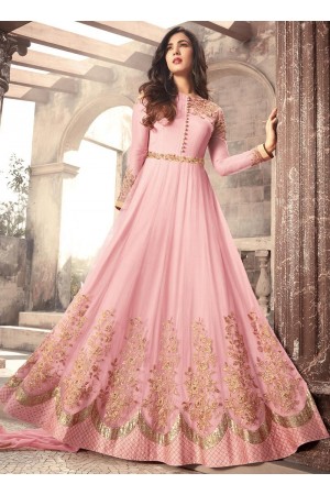 Sonal Chauhan pink color net wedding anarkali