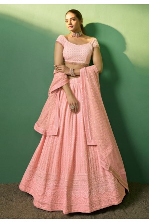 Light pink georgette lehenga choli for women 85005