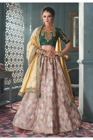 Beige silk circular lehenga choli 5004