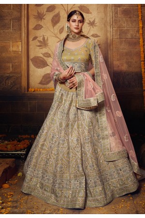 Golden net circular lehenga choli 3808