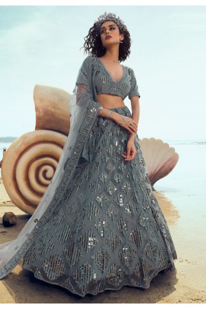 Grey net circular lehenga choli 5106